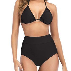 Sz XL Bikini with Halter Top and High Waisted Bottom X002WJV4NZ